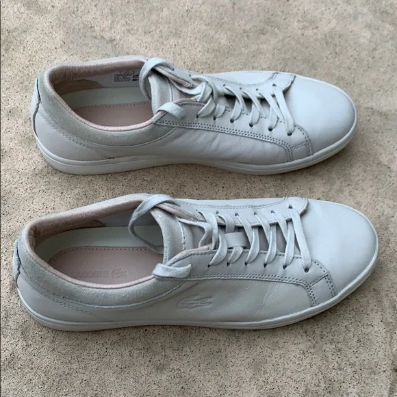 💚Lacoste Off White Leather Straightset Shoe Size 9